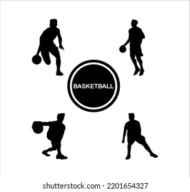 Male Player Basketball Silhouette Illustrations 