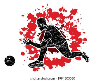 Male Player Bowling Sport  Bowler Action Cartoon Graphic Vector