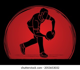 Male Player Bowling Sport Bowler Action Cartoon Graphic Vector