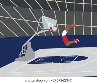 Jugador masculino dunk ball. Vector	
