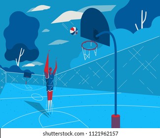 male playing basketball background