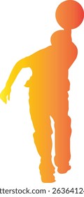 Male Playing Bowling Silhouette. Vector Illustration in Gradient Color Design