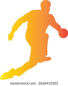 Male Playing Bowling Silhouette. Vector Illustration in Gradient Color Design