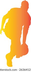 Male Playing Bowling Silhouette. Vector Illustration in Gradient Color Design