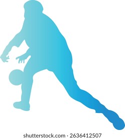 Male Playing Bowling Silhouette. Vector Illustration in Gradient Color Design