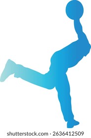 Male Playing Bowling Silhouette. Vector Illustration in Gradient Color Design