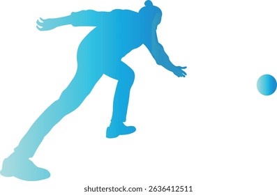Male Playing Bowling Silhouette. Vector Illustration in Gradient Color Design