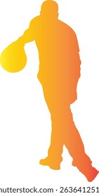 Male Playing Bowling Silhouette. Vector Illustration in Gradient Color Design