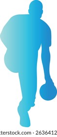 Male Playing Bowling Silhouette. Vector Illustration in Gradient Color Design