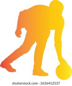 Male Playing Bowling Silhouette. Vector Illustration in Gradient Color Design