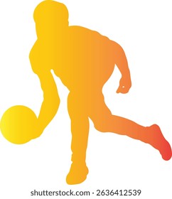 Male Playing Bowling Silhouette. Vector Illustration in Gradient Color Design