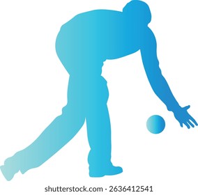 Male Playing Bowling Silhouette. Vector Illustration in Gradient Color Design