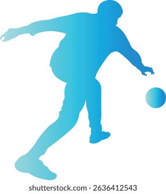 Male Playing Bowling Silhouette. Vector Illustration in Gradient Color Design