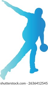 Male Playing Bowling Silhouette. Vector Illustration in Gradient Color Design