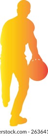 Male Playing Bowling Silhouette. Vector Illustration in Gradient Color Design