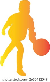 Male Playing Bowling Silhouette. Vector Illustration in Gradient Color Design