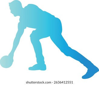 Male Playing Bowling Silhouette. Vector Illustration in Gradient Color Design