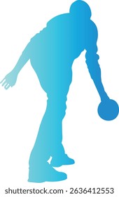 Male Playing Bowling Silhouette. Vector Illustration in Gradient Color Design