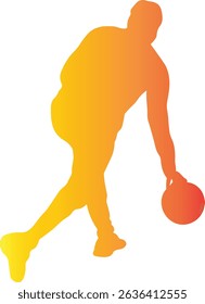 Male Playing Bowling Silhouette. Vector Illustration in Gradient Color Design
