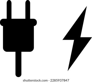 Male Plug Electricity Power Charging Sign Icon. Vector Image.