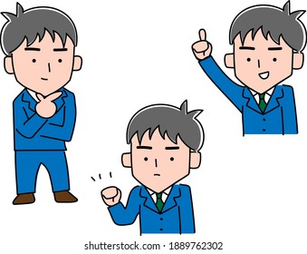 Male pointing and thinking business illustration material