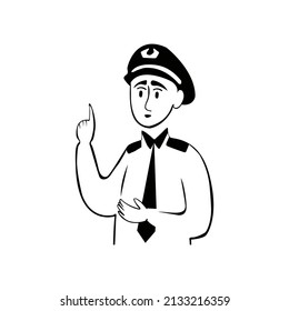 Male Police Line Art Ilustration