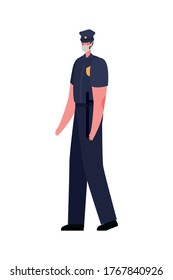 Male police with mask design, Workers occupation and job theme Vector illustration