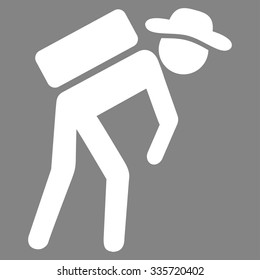 Male Porter vector icon. Style is flat symbol, white color, rounded angles, gray background.