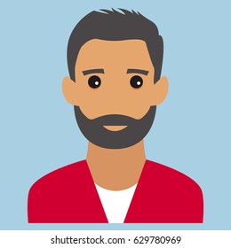 Male portrait. Beard. Flat design vector illustration. Modern avatar.