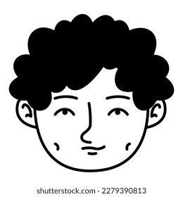 Retrato masculino con pelo rizado en forma de doodle. Vista frontal del hombre.