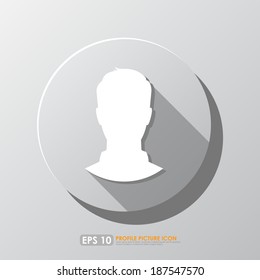Male portrait icon with shadow - user & profile picture concept