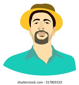 male portrait illustration drawing, vector