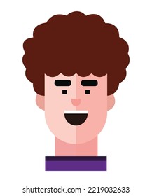 Male portrait, man face character isolated on white background. flat face vector. Perfect for coloring book, textiles, icon, web, painting, books, t-shirt print. 

