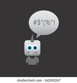 male portrait picture icon with bubble caption