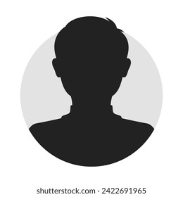 Male portrait, silhouette, avatar or profile of unknown anonymous people. Man, people. Black and white vector illustration isolated