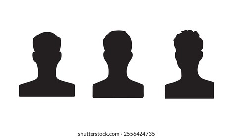 Male portraits, silhouettes, avatars or profiles of unknown anonymous people.
