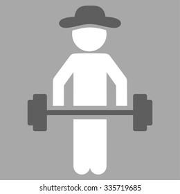 Male Power Lifting vector icon. Style is bicolor flat symbol, dark gray and white colors, rounded angles, silver background.