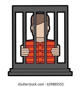 male prisoner behind bars icon image 