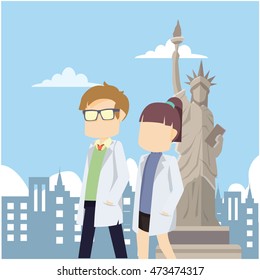 male professor and female professor liberty tour