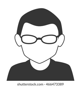male profile face isolated flat icon design