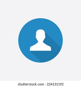 male profile Flat Blue Simple Icon with long shadow, isolated on white background  
