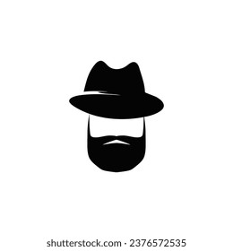 Male profile with hat and beard template. Retro men character 20s with vintage style for masquerade and designer vector avatar