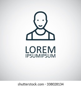 male profile outline, thin, flat, digital icon for web and mobile