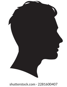 Male profile silhouette. SIlhouette of a head. A man's head in profile. Vector illustration.