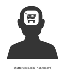 Male profile silhouette, isolated flat icon design