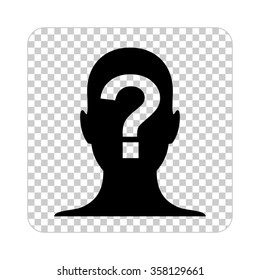 Male profile silhouette with question mark  - black vector icon