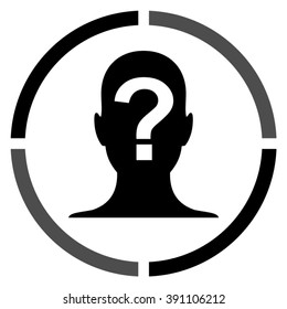 Male profile silhouette with question mark  - black vector icon