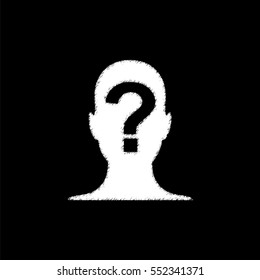 Male profile silhouette with question mark  - white vector icon