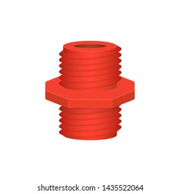 Male to male pvc plastic nipple threaded pipe fitting NPT vector icon. Consist screw both side. Part for connection pipe in pipeline system, plumbing, drainage, vent, waste, sewage and water supply.