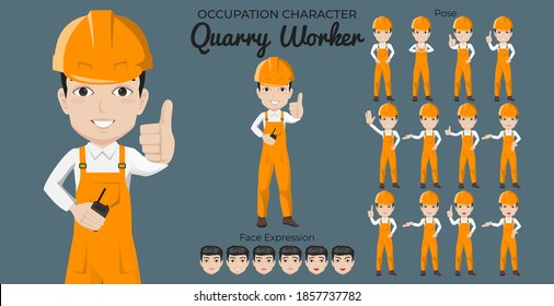 Male Quarry Worker Character Set with Variety of Pose and Face Expression